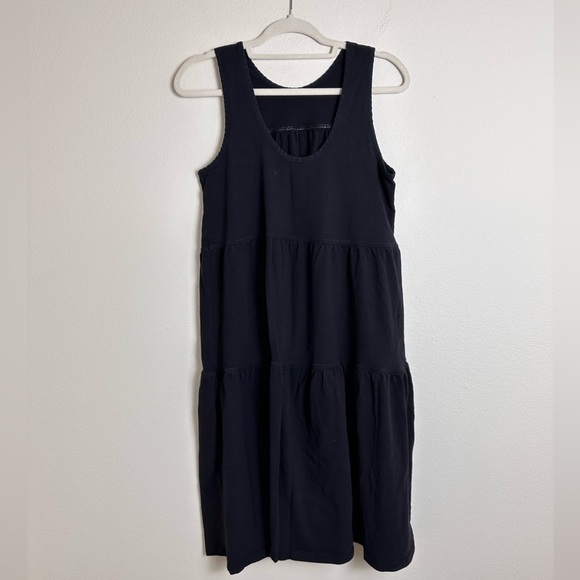 Everlane black tiered cotton Weekend tank midi dress cozy comfy M - Picture 8 of 8